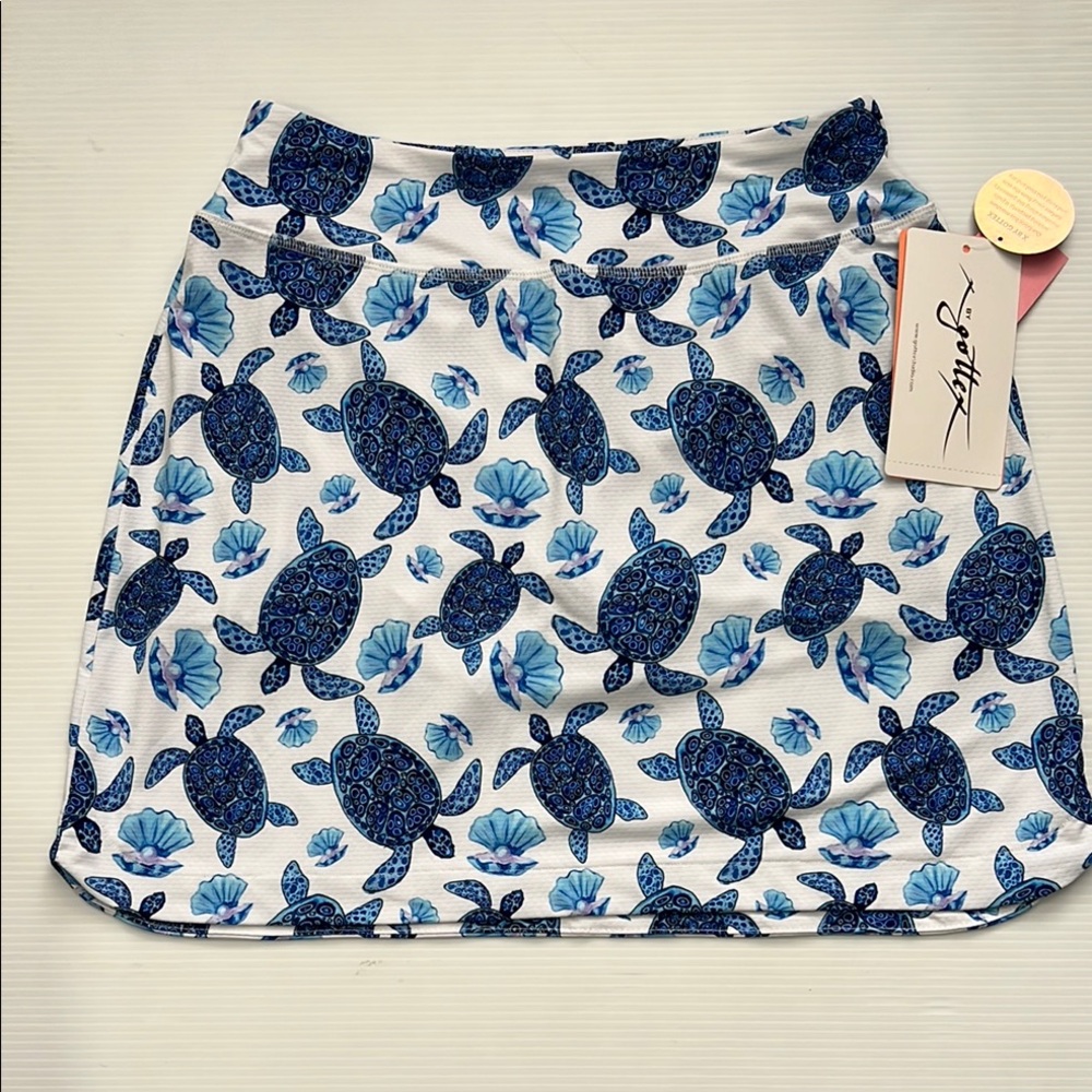 NWT Gottex Women’s Skort Blue and White Turtle Skirt Resort Wear Size Small - Picture 3 of 5